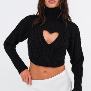 For Love and Lemons Vera cutout sweater Black Size xs NWT